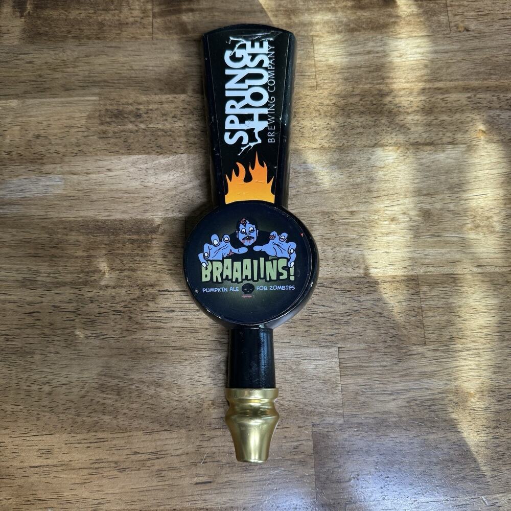 Sprung Brewing Co BRAAAINS Pumpkin Ale Beer Tap Handle Zombie Halloween‎